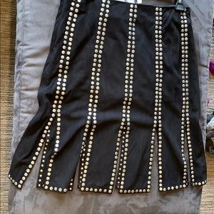 suede skirt w metal disks